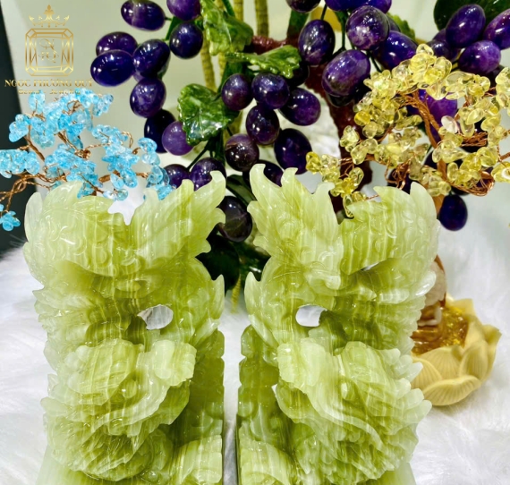 Cặp Rồng Xanh 15cm Đá Onyx – Trấn Trạch, Chiêu Tài