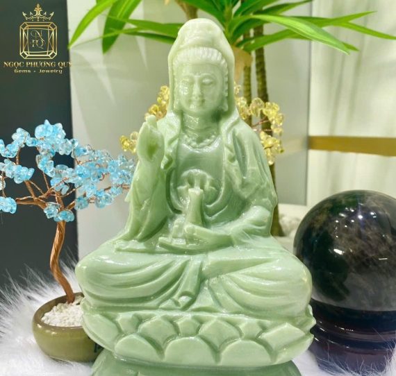 Tượng Quan Âm ngồi 20 cẩm thạch
