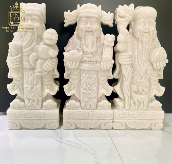 Bộ Phúc Lộc Thọ 30 cẩm  thạch trắng