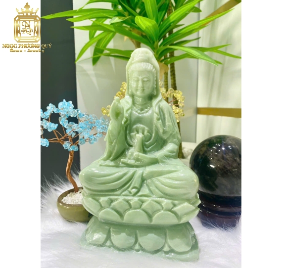 Tượng Quan Âm ngồi 20 cẩm thạch