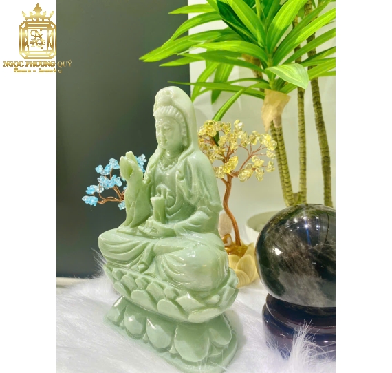 Tượng Quan Âm ngồi 20 cẩm thạch