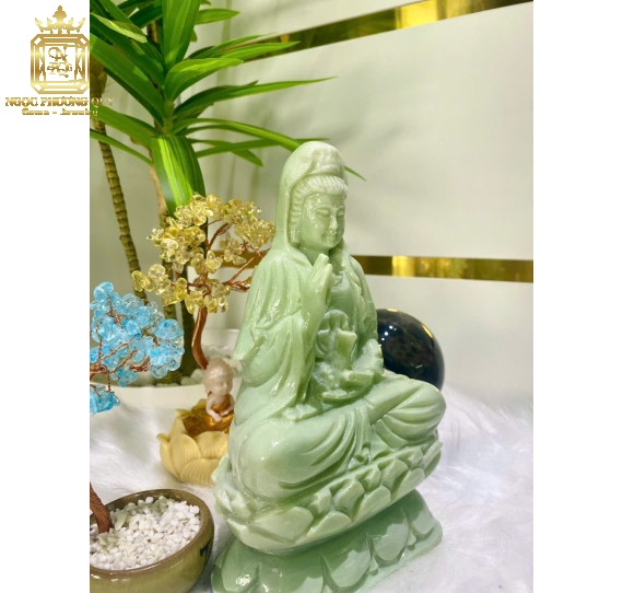 Tượng Quan Âm ngồi 20 cẩm thạch